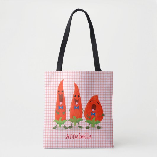 Cute-Singing chili peppers cartoon illustratie Tote Bag (Voorkant)