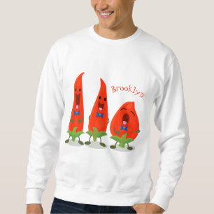 Cute-Singing chili peppers cartoon illustratie Trui