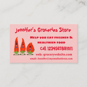 Cute-Singing chili peppers cartoon illustratie Visitekaartje