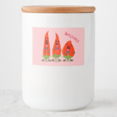 Cute-Singing chili peppers cartoon illustratie Voedselcontainer Etiket (Voorkant)