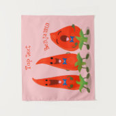 Cute-Singing chili peppers cartoon illustratie Wandkleed (Voorkant)