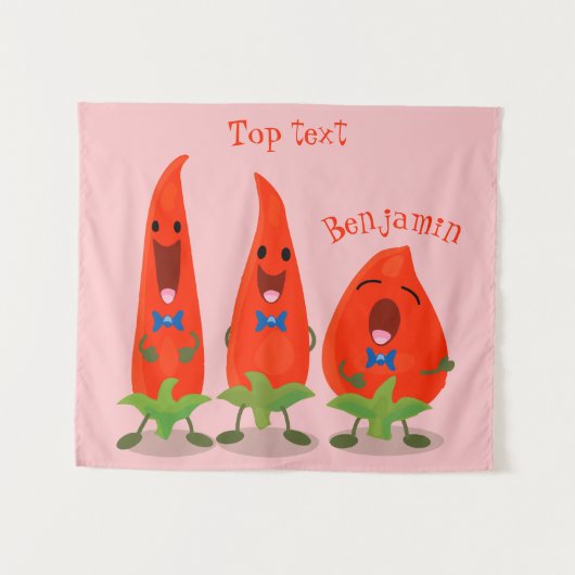 Cute-Singing chili peppers cartoon illustratie Wandkleed (Voorkant (horizontaal))