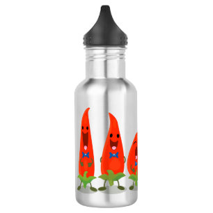 Cute-Singing chili peppers cartoon illustratie Waterfles