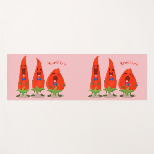 Cute-Singing chili peppers cartoon illustratie Yogamat (Voorkant (horizontaal))