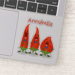 Cute singing chili trio cartoon illustratie sticker