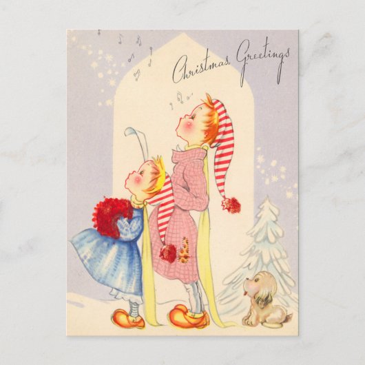 Cute Singing KerstCarolers Briefkaart (Voorkant)