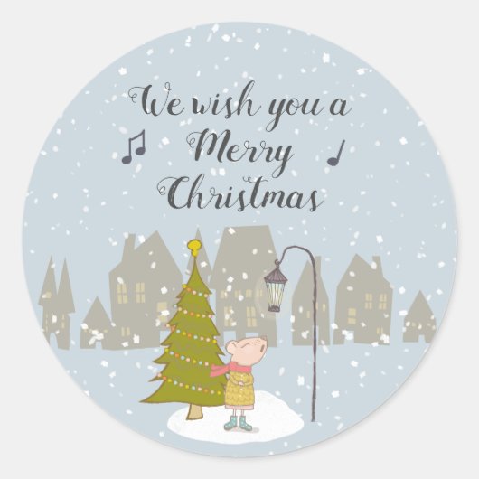 Cute Singing Kerstmuis Ronde Sticker (Voorkant)