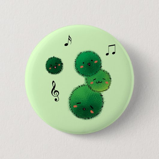 Cute Singing Marimo Moss Stack Ronde Button 5,7 Cm (Voorkant)