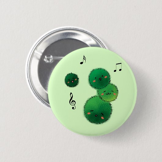 Cute Singing Marimo Moss Stack Ronde Button 5,7 Cm (Voorkant /achterkant)