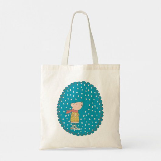 Cute Singing Mouse in Blue Personalized Tote Bag (Achterkant)