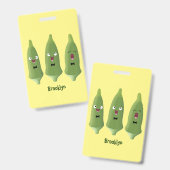 Cute singing okra Plant cartoon Badge (Voor- en achterkant)