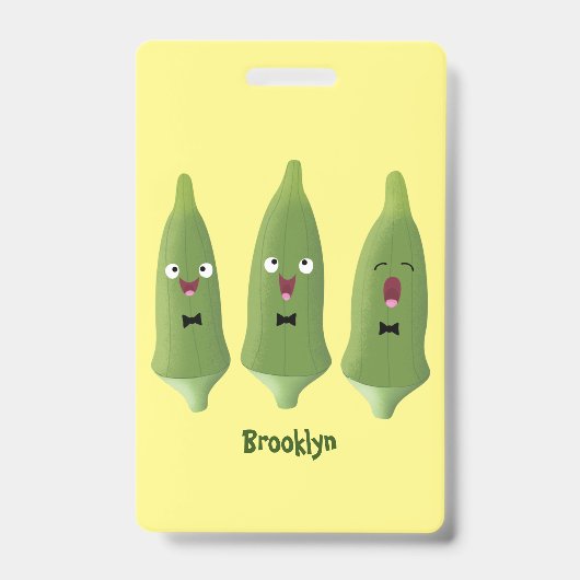Cute singing okra Plant cartoon Badge (Voorkant)