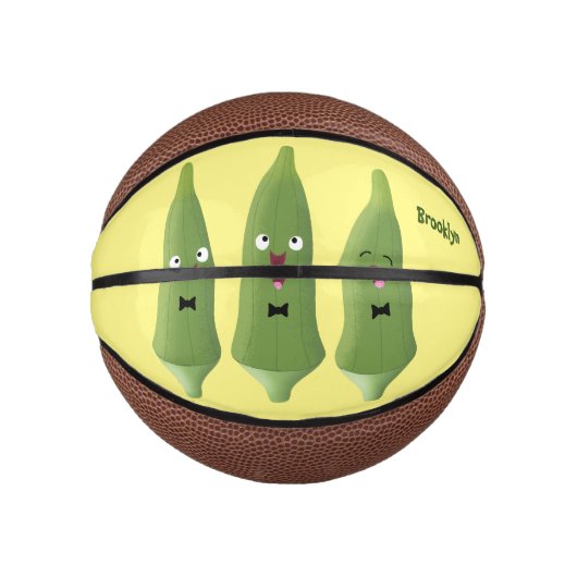 Cute singing okra Plant cartoon Basketbal (Voorkant)
