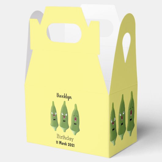 Cute singing okra Plant cartoon Bedankdoosjes (Geopend)