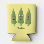 Cute singing okra Plant cartoon Blikjeskoeler (Achterkant)