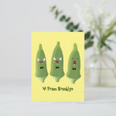 Cute singing okra Plant cartoon Briefkaart (Staand voorkant)