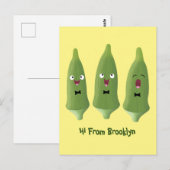 Cute singing okra Plant cartoon Briefkaart (Voorkant / Achterkant)