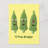 Cute singing okra Plant cartoon Briefkaart (Voorkant)