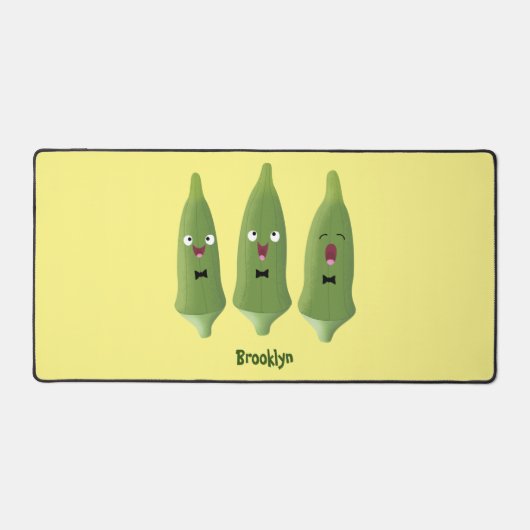 Cute singing okra Plant cartoon Bureaumat (Voorkant)