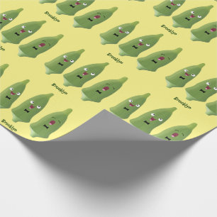 Cute singing okra Plant cartoon Cadeaupapier