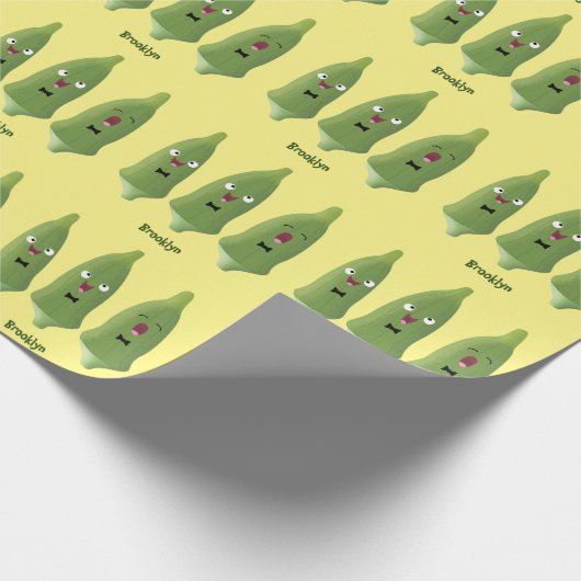 Cute singing okra Plant cartoon Cadeaupapier (Hoek)