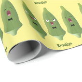 Cute singing okra Plant cartoon Cadeaupapier (Rol Hoek)