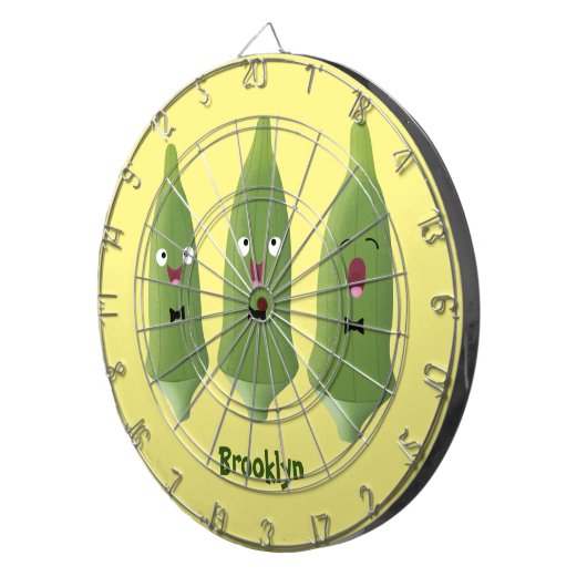 Cute singing okra Plant cartoon Dartbord (Voorkant Rechts)