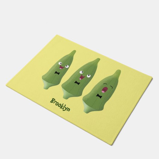 Cute singing okra Plant cartoon Deurmat (Schuin)