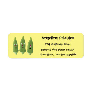 Cute singing okra Plant cartoon Etiket
