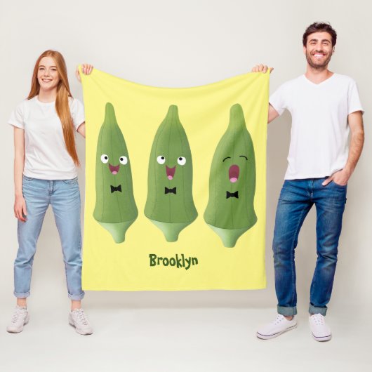 Cute singing okra Plant cartoon Fleece Deken (In situ)