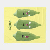 Cute singing okra Plant cartoon Fleece Deken (Voorkant (Horizontaal))