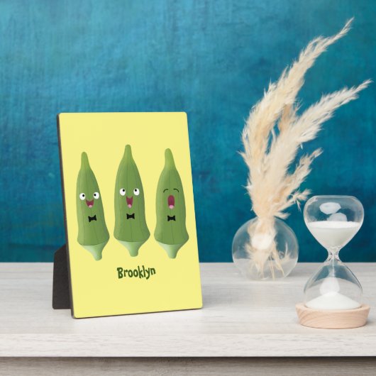 Cute singing okra Plant cartoon Fotoplaat (Zijkant)