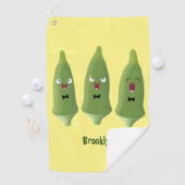 Cute singing okra Plant cartoon Golfhanddoek (Insitu)