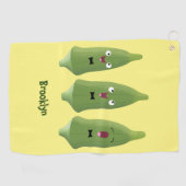 Cute singing okra Plant cartoon Golfhanddoek (Horizontaal)