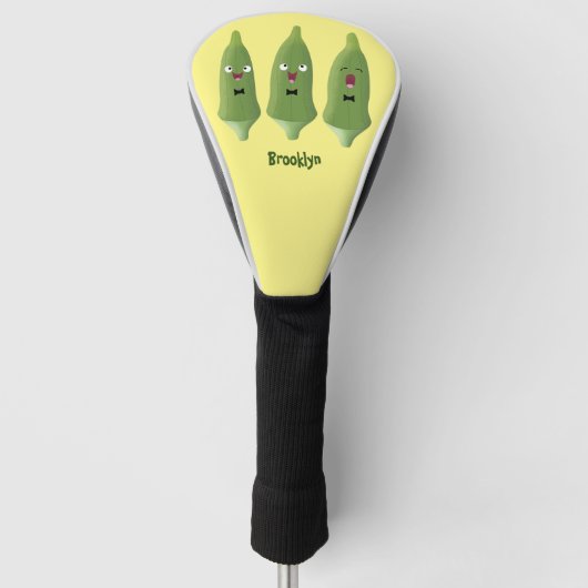 Cute singing okra Plant cartoon Golfheadcover (Voorkant)