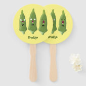 Cute singing okra Plant cartoon Handwaaier (Voorkant en achterkant)