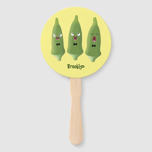 Cute singing okra Plant cartoon Handwaaier (Voorkant)