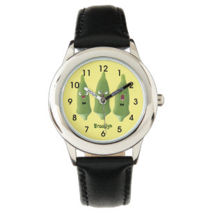 Cute singing okra Plant cartoon Horloge