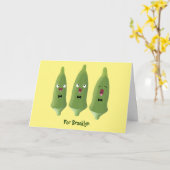 Cute singing okra Plant cartoon Kaart (Gele Bloem)