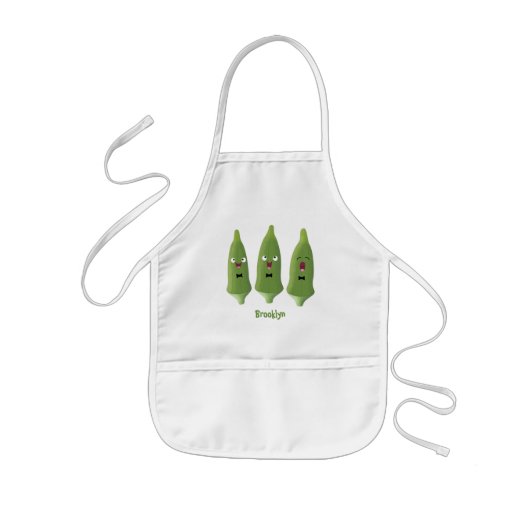 Cute singing okra Plant cartoon Kinder Schort (Voorkant)