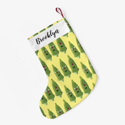 Cute singing okra Plant cartoon Kleine Kerstsok (Achterkant (Hangend))