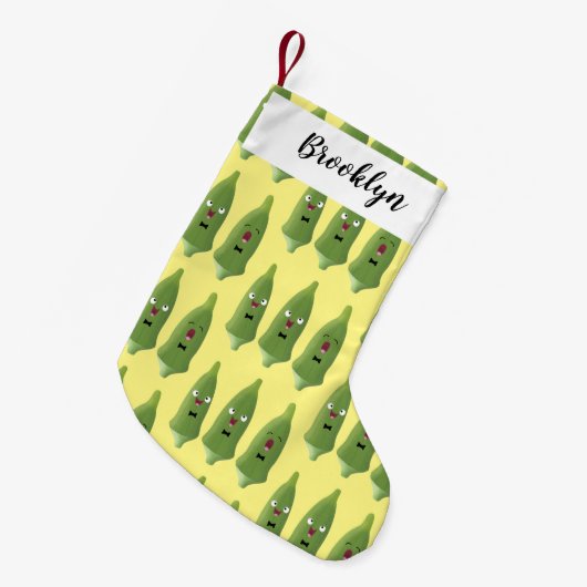 Cute singing okra Plant cartoon Kleine Kerstsok (Voorkant (Hangend))