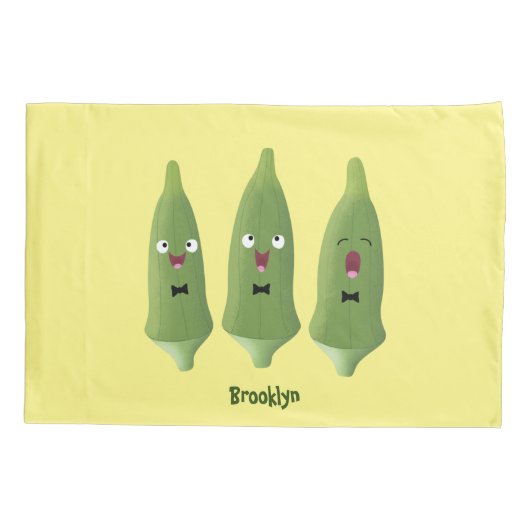 Cute singing okra Plant cartoon Kussensloop (Achterkant)