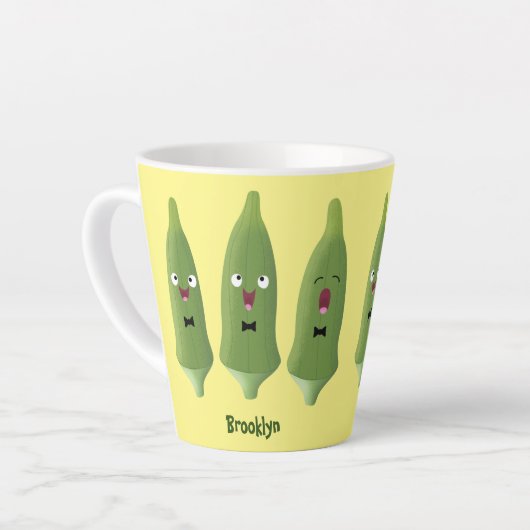 Cute singing okra Plant cartoon Latte Mok (Linkerhoek)