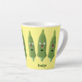 Cute singing okra Plant cartoon Latte Mok (Rechterhoek)