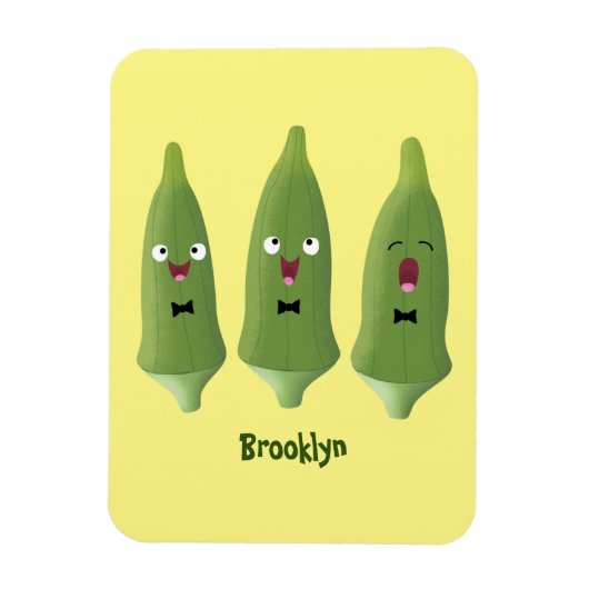 Cute singing okra Plant cartoon Magneet (Verticaal)