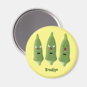 Cute singing okra Plant cartoon Magneet (Voorkant / Achterkant)
