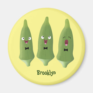 Cute singing okra Plant cartoon Magneet