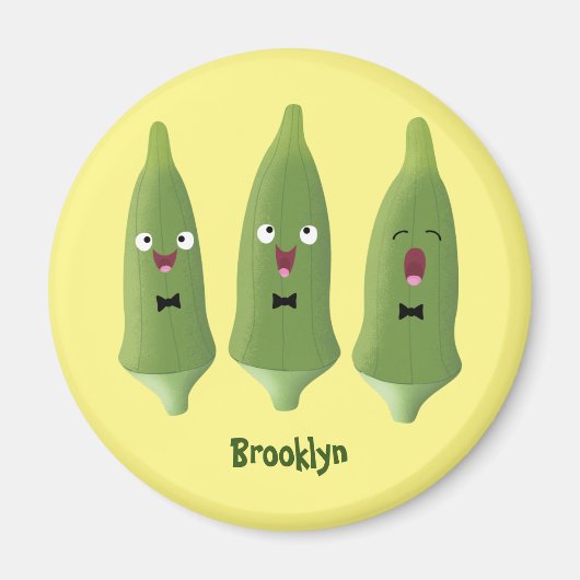Cute singing okra Plant cartoon Magneet (Voorkant)