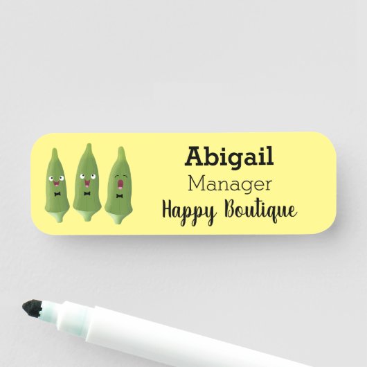 Cute singing okra Plant cartoon Naamplaatje (In situ)